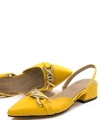 Shoecide Kadın Bere Sarı Tokalı Sivri Burun Sandalet Terlik Alçak Topuk