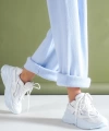 Shoecide Kadın Beyaz Yüksek Tabanlı File Detaylı Sneaker Günlük Spor Ayakkabı Kecsp140