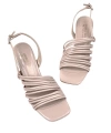 Shoecide Kadın Çalç Ten Rugan Topuklu Biyeli Bilekten Bağlamalı Sandalet 8 Cm 201