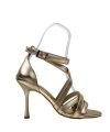 Shoecide Kadın Densa Altın İnce Topuklu Bant Detaylı Bilekten Bağlama Ayakkabı 10cm 501