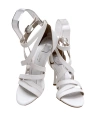 Shoecide Kadın Densa Beyaz İnce Topuklu Bant Detaylı Bilekten Bağlama Ayakkabı 10cm 501