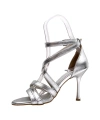 Shoecide Kadın Densa Gümüş İnce Topuklu Bant Detaylı Bilekten Bağlama Ayakkabı 10cm 501