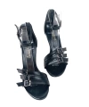 Shoecide Kadın Efya Siyah Kırışık 3 Tokalı Banylı Bilekten Bağlama Abiye Ayakkabı 9 Cm