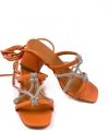 Shoecide Kadın Keme Turuncu Topuklu Bilekten Bağlamalı Taşlı Sandalet Ayakkabı