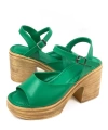 Shoecide Kadın Kence Yeşil Tek Bant Topuklu Ortopedik Taban Sandalet