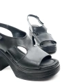 Shoecide Kadın Lende Siyah Yüksek Topuk Ortopedik Taban Sandalet