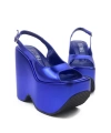 Shoecide Kadın Mavi Yokte Yüksek Dolgu Platform Sandalet