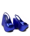 Shoecide Kadın Mavi Yokte Yüksek Dolgu Platform Sandalet
