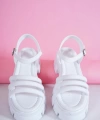 Shoecide Kadın Munb Beyaz Yüksek Taban Bilekten Bağlama Biyeli Terlik&sandalet Prd04