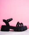 Shoecide Kadın Munb Siyah Yüksek Taban Bilekten Bağlama Biyeli Terlik&sandalet Prd04