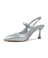 Shoecide Kadın Olvan Gümüş Cilt  İnce Topuk Ayakkabı Sandalet 7 Cm Topuk 608