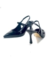 Shoecide Kadın Olvan Siyah Rugan İnce Topuk Ayakkabı Sandalet 7 Cm Topuk 608