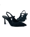 Shoecide Kadın Olvan Siyah Sedef İnce Topuk Ayakkabı Sandalet 7 Cm Topuk 608