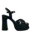 Shoecide Kadın Palm Siyah Yüksek Topuk Platform Gelin Ayakkabısı Sandalet Çapraz Bant 15 Cm 1000