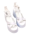 Shoecide Kadın Retya Beyaz Yüksek Dolgu Topuk Çaprazbant Sandalet 10 Cm Dlg20