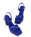 Shoecide Kadın Rosd Mavi Tek Platform Yüksek Topuk Çapraz Bantlı Ayakkabı Sandalet