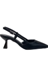 Shoecide Kadın Sedj Siyah İpek Malzeme Arkası Açık Badem Topuk Ayakkabı 5.5 Cm 002