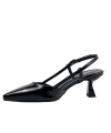 Shoecide Kadın Sedj Siyah Rugan Malzeme Arkası Açık Badem Topuk Ayakkabı 5.5 Cm 002