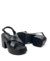 Shoecide Kadın Sence Siyah Ortopedik Taban Yüksek Topuk Platform Sandalet
