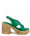 Shoecide Kadın Sence Yeşil Ortopedik Taban Yüksek Topuk Platform Sandalet