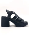 Shoecide Kadın Siyah Dence Yüksek Topuk Ortopedik Taban Platform 3 Bantlı Sandalet
