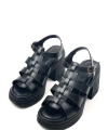 Shoecide Kadın Siyah Dence Yüksek Topuk Ortopedik Taban Platform 3 Bantlı Sandalet