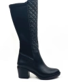 Shoecide Kadın Siyah Kapitun Desenli Topuklu Streç Çizme