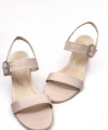 Shoecide Kadın Sony Bej Renkli Toka Detaylı Sandalettopuklu Ayakkabı