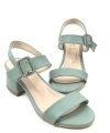 Shoecide Kadın Sony Mint Renkli Toka Detaylı Sandalettopuklu Ayakkabı