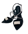 Shoecide Kadın Tetm Siyah İpek Malzeme Taş Detaylı Abiye Ayakkabı 8 Cm 916