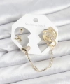 Shoecide Kalp Yıldız Model Pirinç Gold Renk Zincir Bağlantılı Ear Cuff Küpe Seti