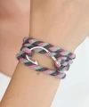 Shoecide Karışık Desenli Pembe Gri Gümüş Metal Kancalı Bayan Çoklu Bileklik