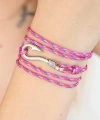 Shoecide Karışık Desenli Pembe Renk Gümüş Metal Kancalı Bayan Çoklu Bileklik