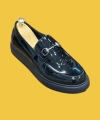 Shoecide Kb-027 Bağcıksız Kömür Rugan G Toka Klasik Günlük Erkek Ayakkabı