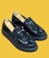 Shoecide Kb-027 Bağcıksız Kömür Rugan G Toka Klasik Günlük Erkek Ayakkabı