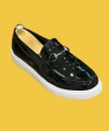 Shoecide Kb-027 Bağcıksız Siyah Rugan G Toka Günlük Klasik Erkek Ayakkabı