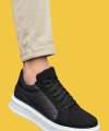 Shoecide sbKb-046 Bağcıklı Siyah Paraşüt Beyaz Yüksek Taban Erkek Günlük Spor Ayakkabı