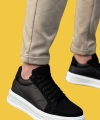 Shoecide sbKb-046 Bağcıklı Siyah Paraşüt Beyaz Yüksek Taban Erkek Günlük Spor Ayakkabı