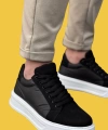 Shoecide sbKb-046 Bağcıklı Siyah Paraşüt Beyaz Yüksek Taban Erkek Günlük Spor Ayakkabı