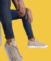 Shoecide Kb-112 Bağcıklı Triko Rahat Taban Bej Günlük Erkek Ayakkabı