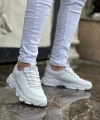 Shoecide Kb-707 Beyaz Cilt Yüksek Taban Bağcıklı Günlük Erkek Ayakkabı