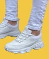 Shoecide Kb-707 Beyaz Cilt Yüksek Taban Bağcıklı Günlük Erkek Ayakkabı