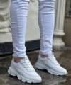 Shoecide Kb-707 Beyaz Cilt Yüksek Taban Bağcıklı Günlük Erkek Ayakkabı