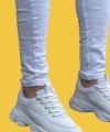 Shoecide Kb-707 Beyaz Cilt Yüksek Taban Bağcıklı Günlük Erkek Ayakkabı