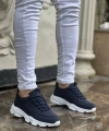 Shoecide Kb-707 Lacivert Süet Yüksek Taban Bağcıklı Günlük Erkek Ayakkabı