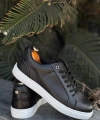 Shoecide Kb-bx1  Siyah Cilt Yüksek Beyaz Taban Günlük Erkek Ayakkabı