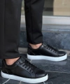 Shoecide Kb-bx1  Siyah Cilt Yüksek Beyaz Taban Günlük Erkek Ayakkabı