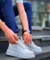 Shoecide Kb-x10 Beyaz Cilt  Beyaz Yüksek Taban Günlük Spor Ayakkabı