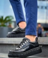 Shoecide Kb-x10 Siyah Rugan Siyah Yüksek Taban Günlük Spor Ayakkabı