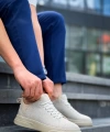 Shoecide Kb-x204 Bej Keten Bej Yüksek Taban Günlük Erkek Spor Ayakkabı